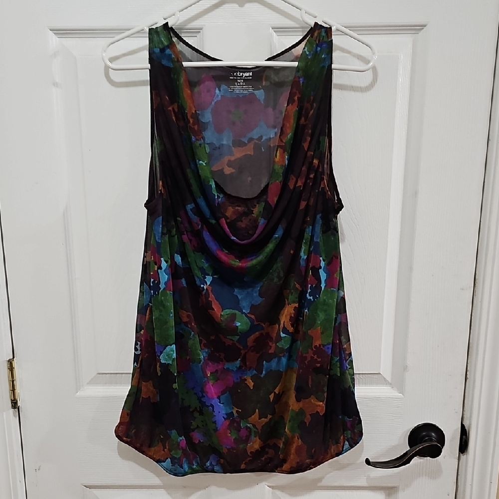 Lane Bryant Multicolor Floral Abstract Tank Top